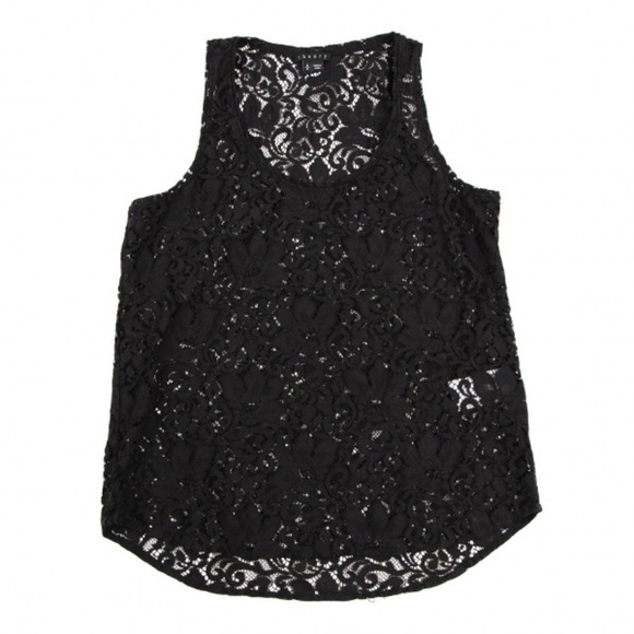 Theory Sheer Black Lace Layering Tank Top Sleeveless Floral size small - Picture 3 of 7